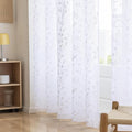 Embroidery Sheer Curtains White 95 Inches, Floral Pattern Window Treatments Rod by MYSTIC-HOME