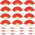 12 Pieces Red Hand Held Bamboo Folding Fans Paper Fans Handheld by Bringsparkletoeverydaylife