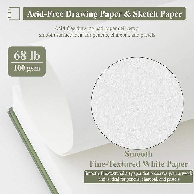 Sketch Book 5.5 X 8.5 inch, Artist Sketch Pad, 300 Sheets Spiral Bound - Image 3