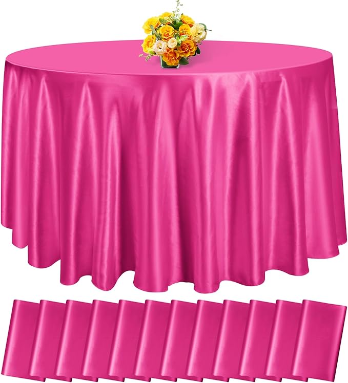 fani 12 Pack 120 Inch Hot Pink Satin Tablecloth by fani