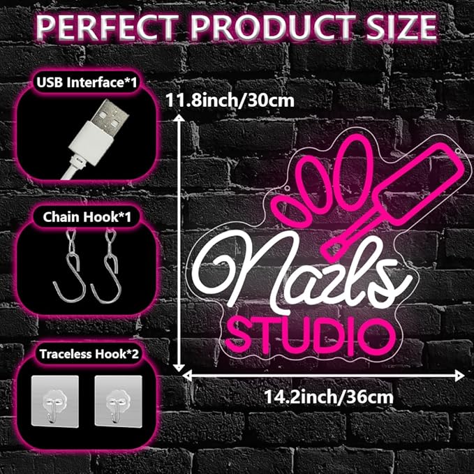 Nail Room Neon Sign, Backdrop for Business Lash Salon Beauty Room Bar - Image 3