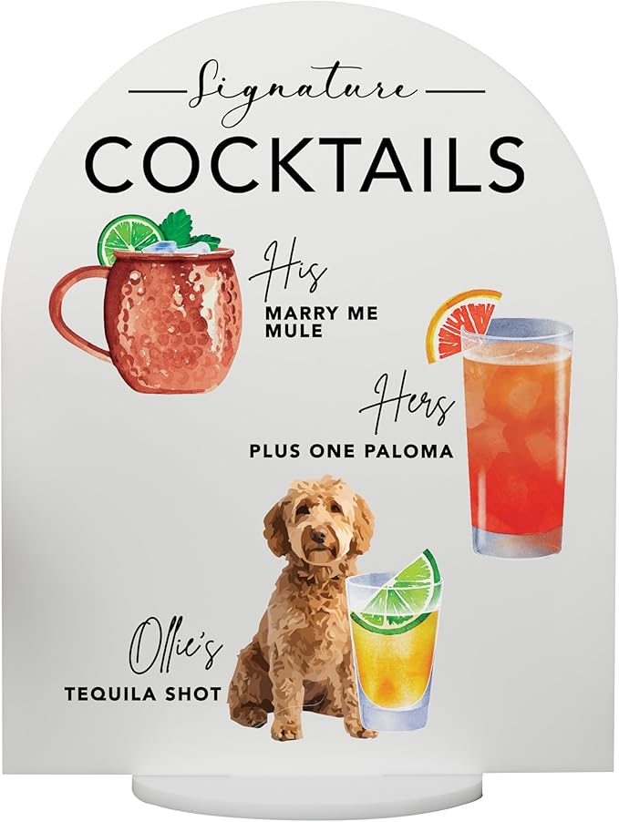 Pet Signature Drink Wedding Signs by Elation+Factory+Co.