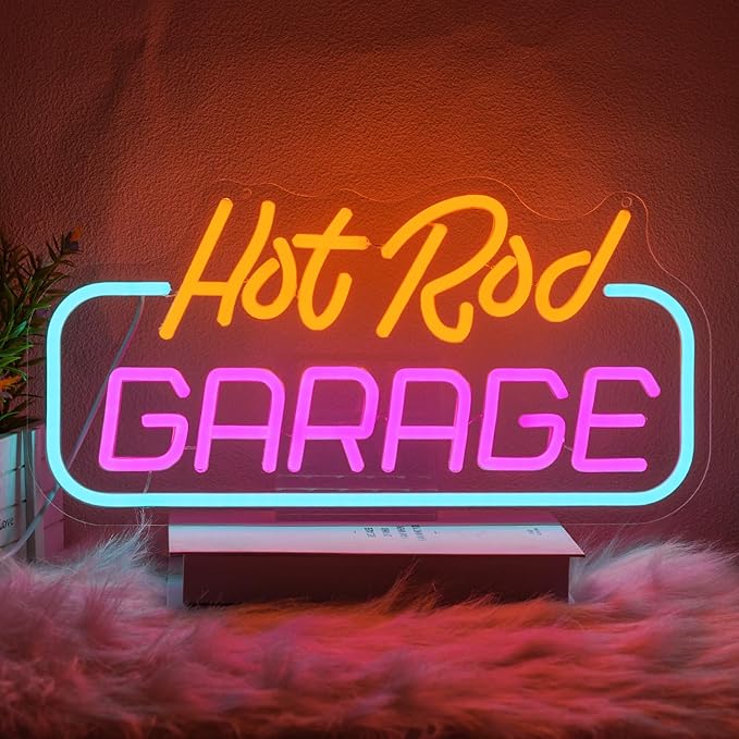 Hot Rod Garage Neon Sign for Wall Decor Garage Neon Light Parking LED Neon Sign by Xixkilly