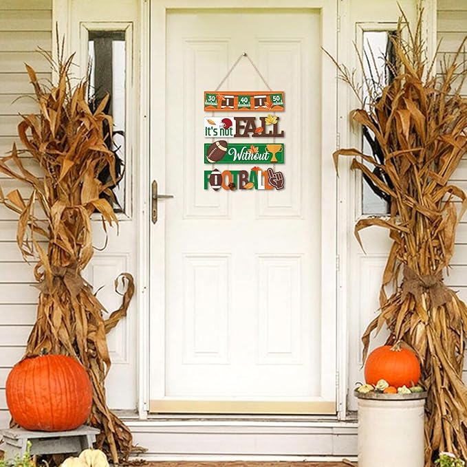 CHDITB It's Not Fall without Football Front Door Sign, Wooden Fall Football - Image 7