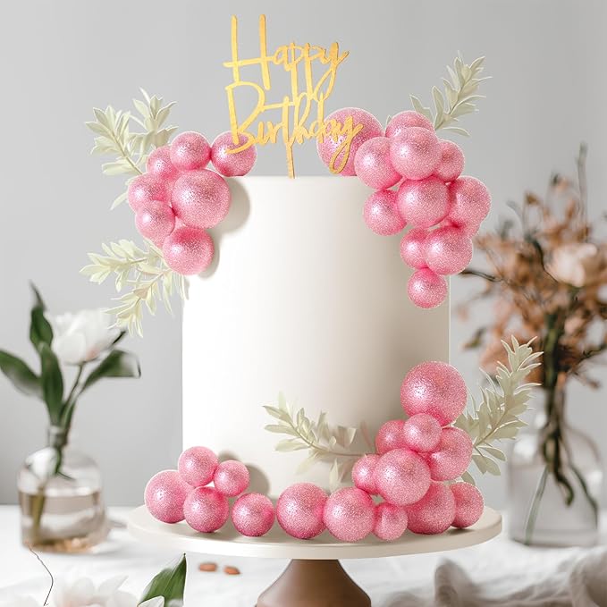 MIAHART Ball Cake Toppers Boho Grass Cake Topper Ball Cake Insert Decoration - Image 5