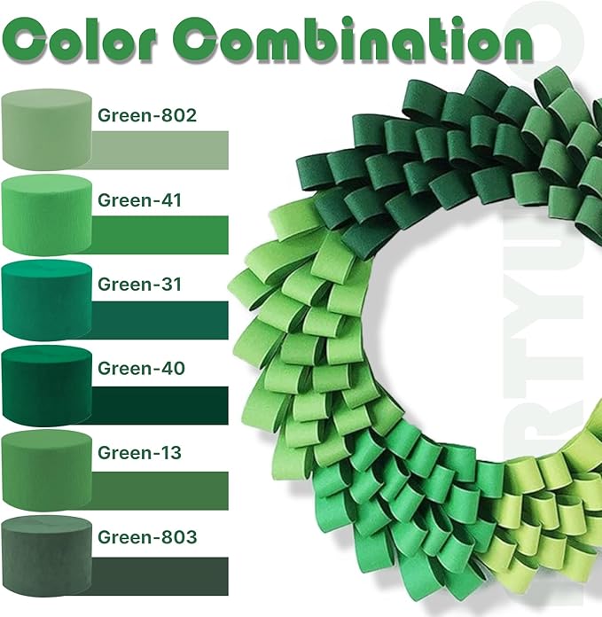 PartyWoo Sage Green Crepe Paper Streamers 4pcs 328ft Pack of Oliver Eucalyptus - Image 3