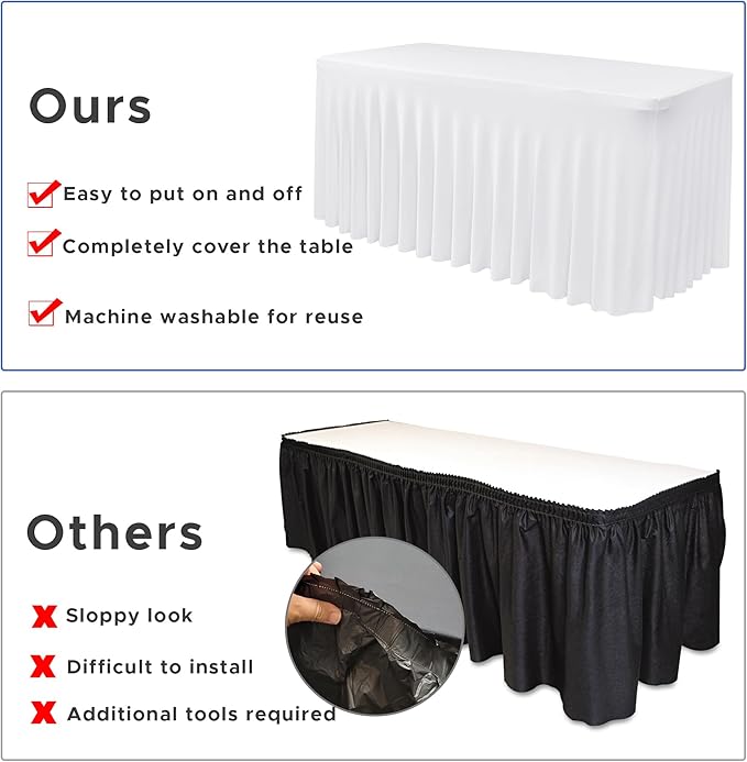 Nasitos White Rectangle Table Skirts, 2 Pack - Image 5