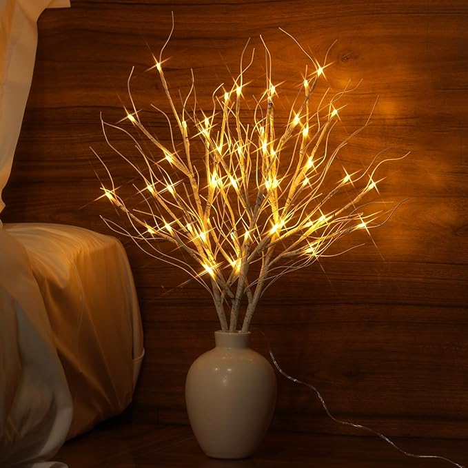Lighted Artificial Birch Branch Tree Fairy Lights Holiday Decor, 3PK 19.7in 48 - Image 6