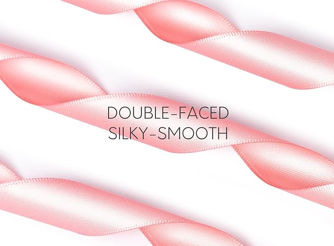 Pink Satin Ribbon 7/8 Inch x 50 Yards Double-Faced Polyester Ribbons - Image 3