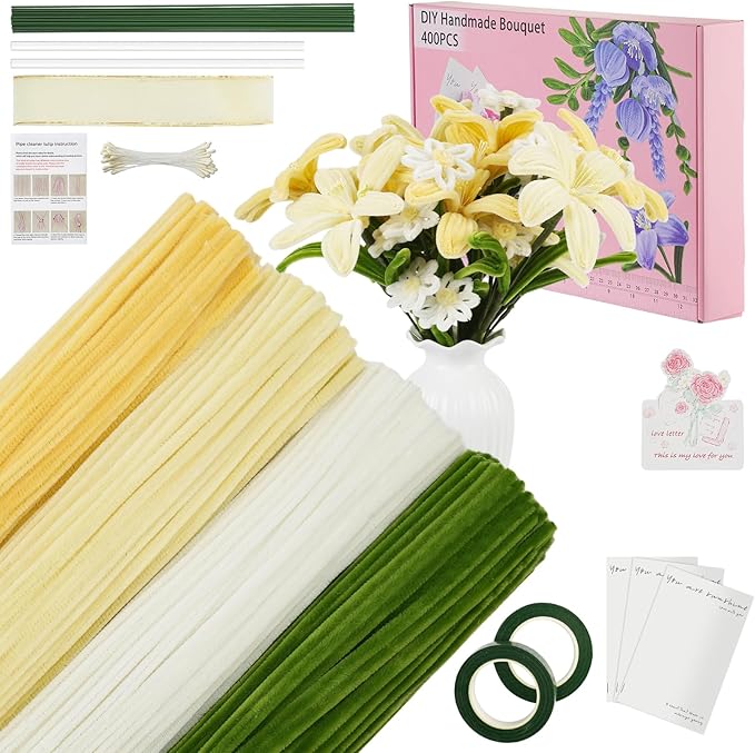 400 Pcs Pipe Cleaners Craft Set，4 Colors Chenille Stems Bulk by upcheirna