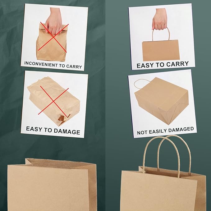 METRONIC Large Paper Bags With Handles 16x6x12 100pc, Shopping Gift Bags Bulk - Image 3
