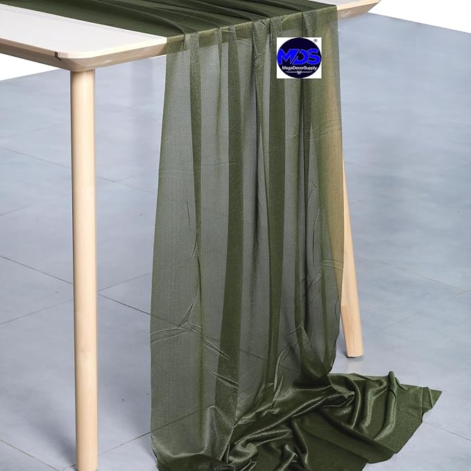 MDS 20 Pack 10ft Chiffon Table Runner 29 x 120 Inches Sheer Wedding Runner - Image 2