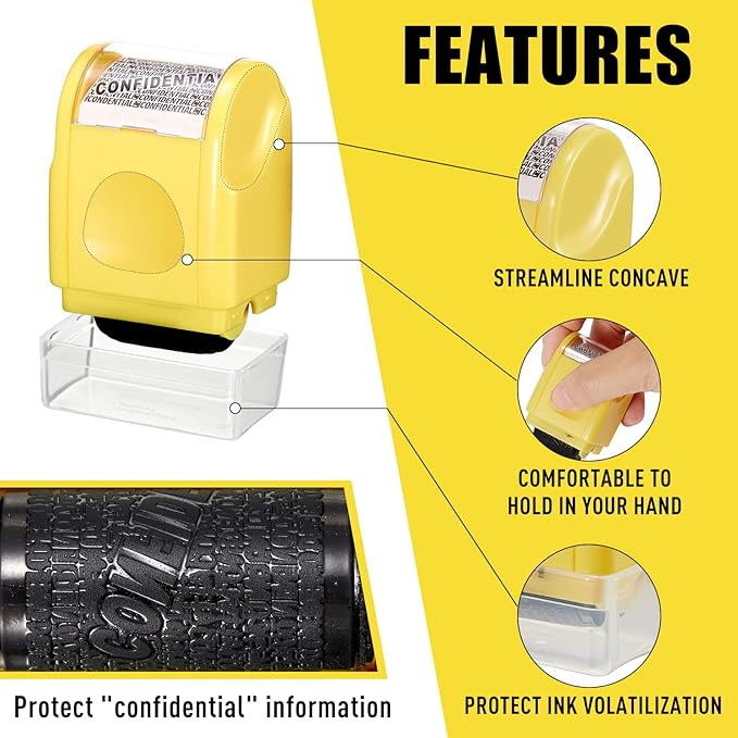 Mimorou 4 Pack Identity Theft Protection Roller Stamps Kit Confidential Privacy - Image 4