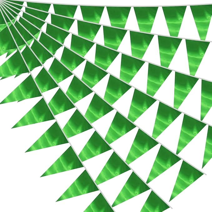 20M/65FT Green Triangle Pennant Banner Flag Metallic Fabric Bunting Garland by raqieden