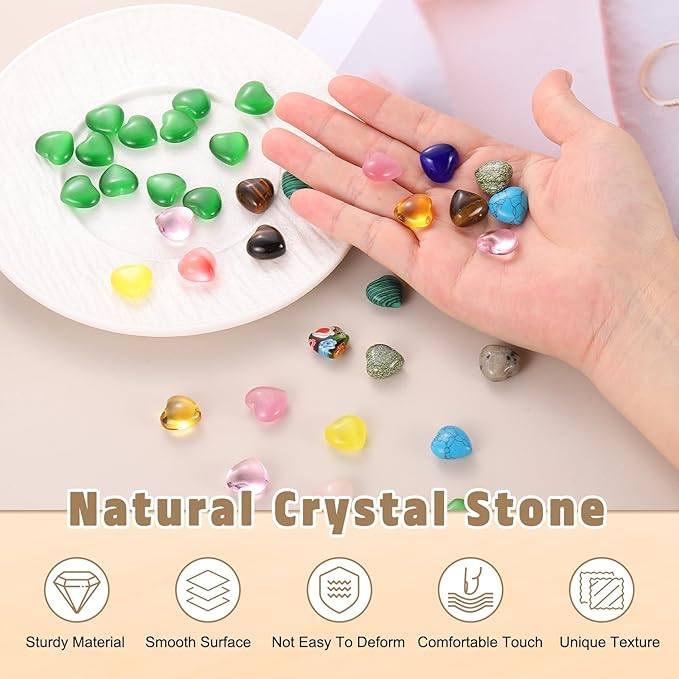 PATIKIL 20 Pcs Natural Heart Shaped Crystal Stone, 0.6 Inch Mini Polished Love - Image 3