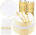 NOCCUR 350PCS Gold Disposable Dinnerware Set by NOCCUR