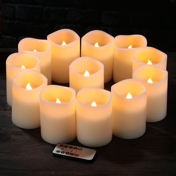 Flameless Candles Battery Operated Candles Set of 12 Pillar Real Wax Led Candles - Image 2