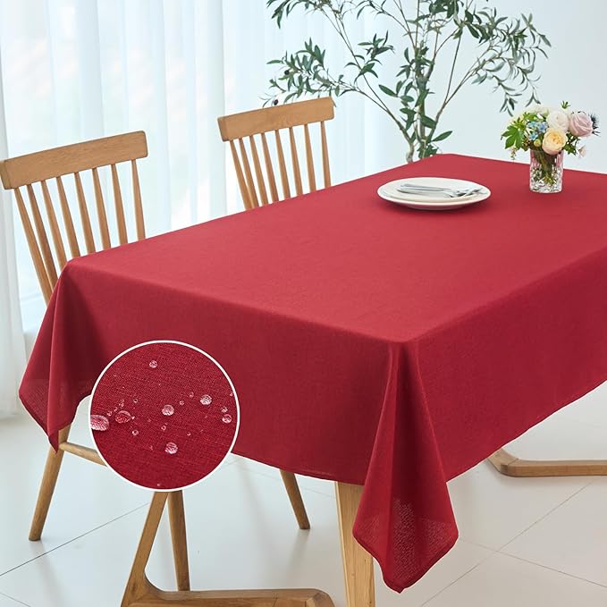 maxmill Linen Textured Rectangular Tablecloth Water Resistant Wrinkle Free - Image 2