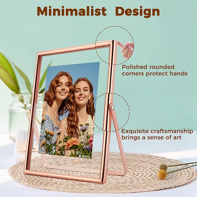 Rose Gold Floating Frame, For Picture 4x6, Tabletop Use, Classy Gift For - Image 3