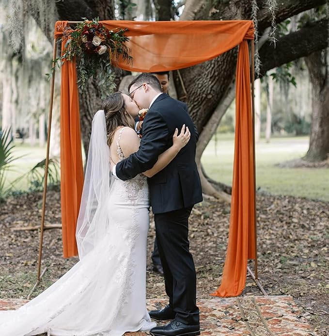 Arch Drapes for Wedding Arch Draping Fabric Terracotta Sheer Backdrop Curtain - Image 9