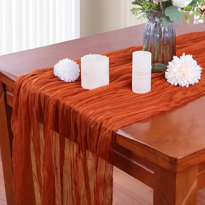 16PCS Orange Cheesecloth Table Runner - 10FT x 35x120Inch Boho Gauze Cheese - Image 4