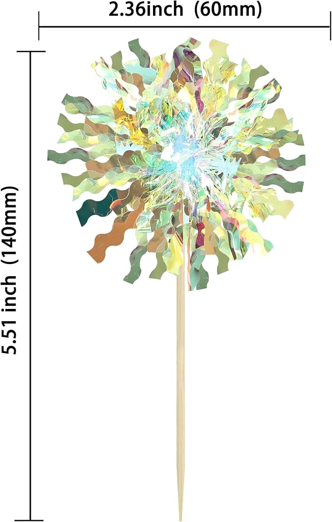 Ephlyn 30Pcs Foil Firework Cupcake Toppers Sparkle Tinsel Cupcake Picks - Image 2