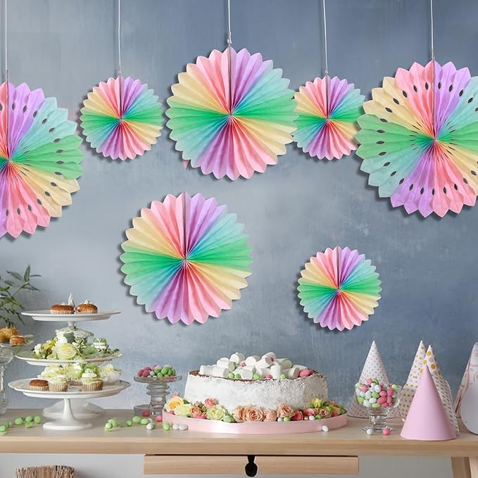 SUNBEAUTY Paper Fan, Pastel Flowers, Decor - Image 4