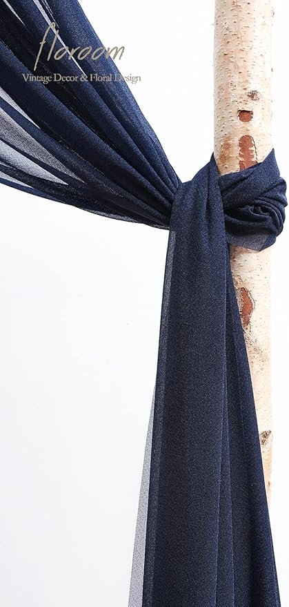 Floroom Wedding Arch Draping Fabric 2 Panels 20Ft Navy Blue Chiffon Fabric - Image 4