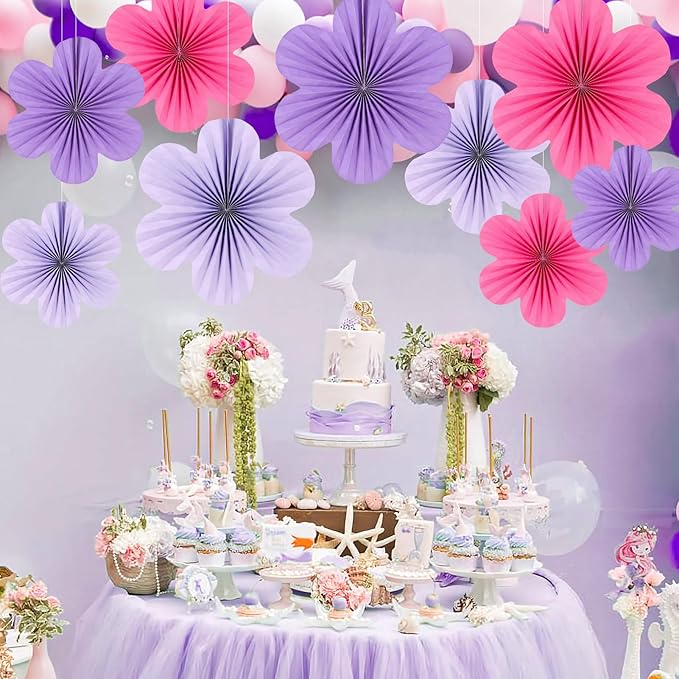 Paper Flowers Decorations for Wall Purple Paper Fans Classroom Decoration - Image 4