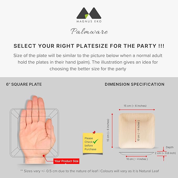 magnus EKO | 6 Inch Square Plates 200 Pcs | Disposable Plates - Image 3