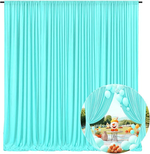 10 x 10 Feet Blue-Green Backdrop Curtain by ZEBMOON