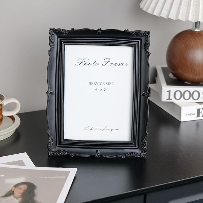 Cuspin Vintage 5x7 Picture Frame Black, Handmade Resin Frame - Image 7