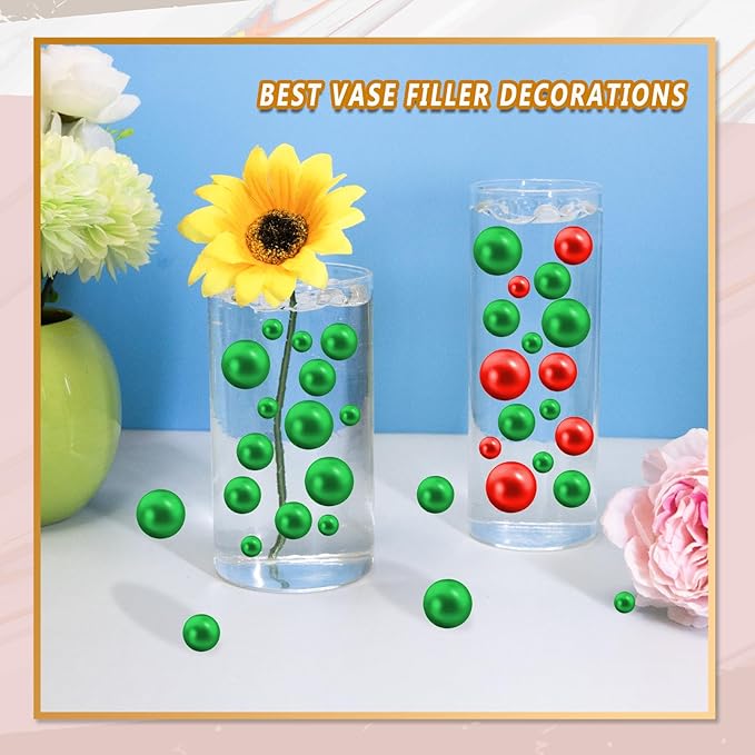 300Pcs Vase Filler Green No Hole Faux Pearl Beads - Image 4