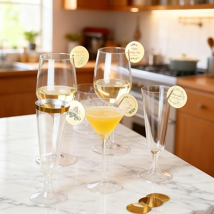 100 Pcs Wine Glass Name Tags, Personalized Wedding Drink Tags Reusable Circle - Image 6