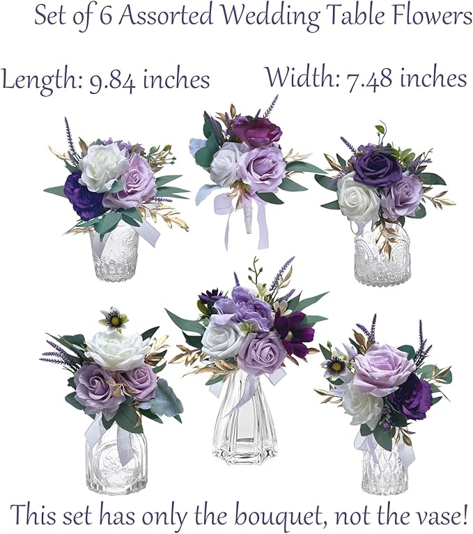 CherishedMoments Set of 6 Assorted Flower Centerpieces Mini Floral Wedding - Image 2