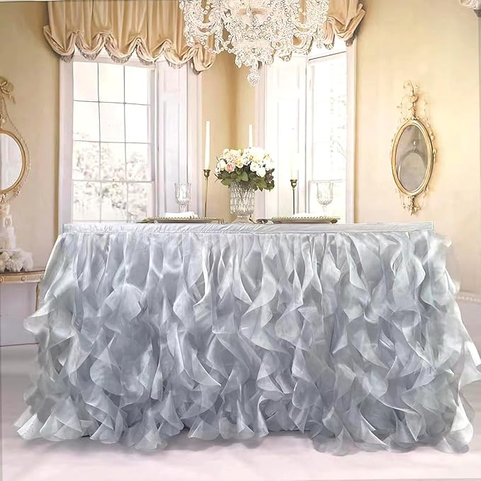 Luxury Organza Mesh Table Skirt Draping Floating Romance - Image 2