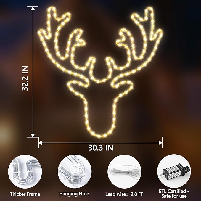 Christmas 32'' Large Reindeer Lights Decoration - Image 3