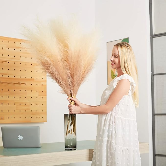 EVODIS Faux Pampas Grass Decor, 6 Stems Artificial Pampas Grass - Image 4