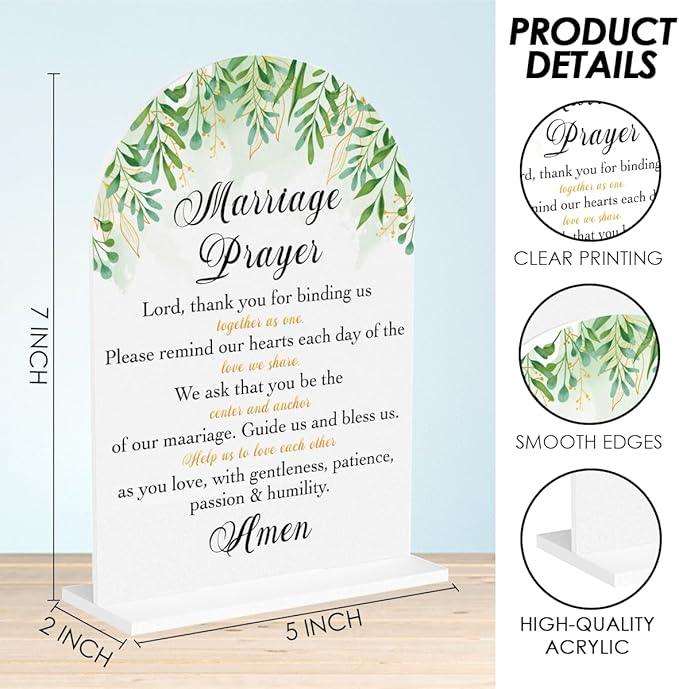 Marriage Prayer Sign, Wedding Engagement Bridal Shower Christian Religious Decor - Image 2