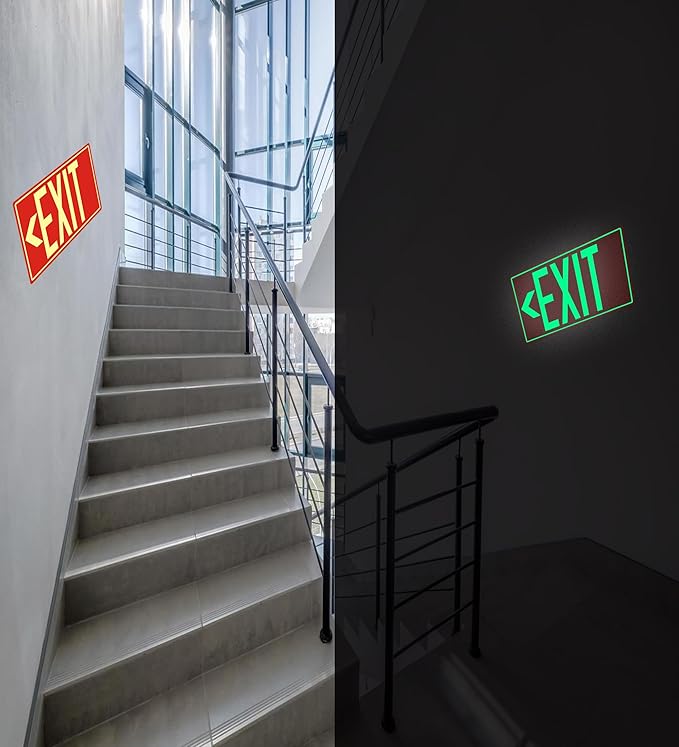 2Pack Photoluminescent Exit Sign Sticker, Glow In The Dark EXIT Signs, Includes - Image 7
