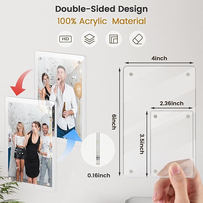 DomeStar Magnetic Acrylic Picture Frame 2.4 x 3.5 Inch, 16 Pack Double-Sided - Image 5