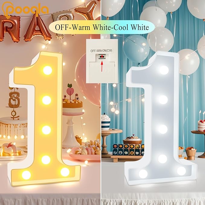 Pooqla LED Light Up Numbers, Warm White and Cool White Decorative Lighted - Image 6