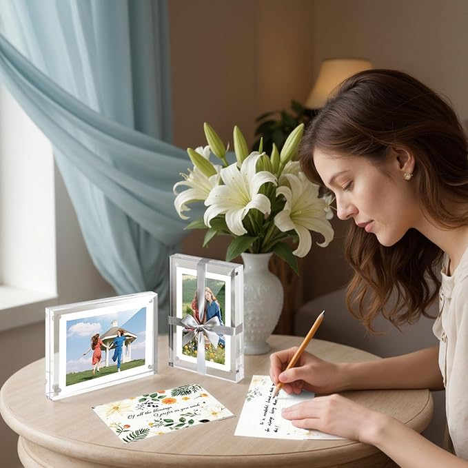 JOHOUSE 5 Pack 5 x 7 Acrylic Picture Frames, Double Sided Magnetic Photo Frames - Image 5