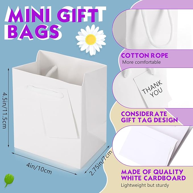 Sherr 100 Pack Mini Gift Bags Bulk, 4 x 2.75 x 4.5 Inches Paper Bags - Image 2