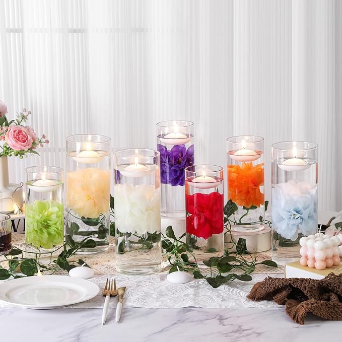 24 Pcs Floating Candles for Centerpieces and Floating Flowers for Centerpieces - Image 6