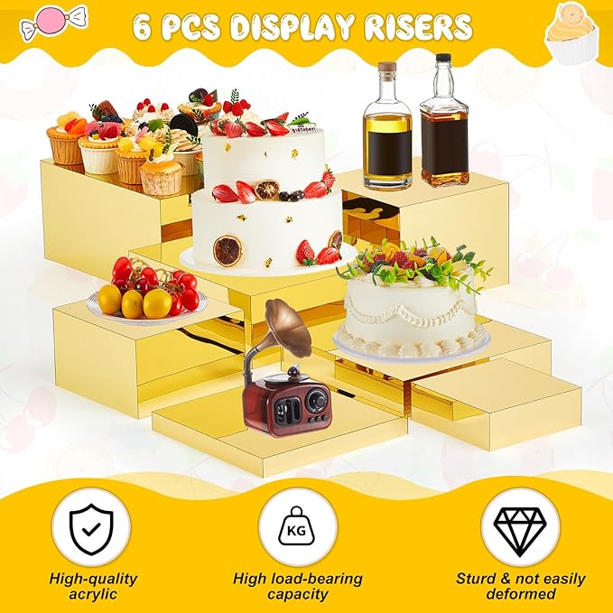 Leinuosen 7 Pcs Large Buffet Risers Set 6" to 12" Acrylic Display Box Catering - Image 3