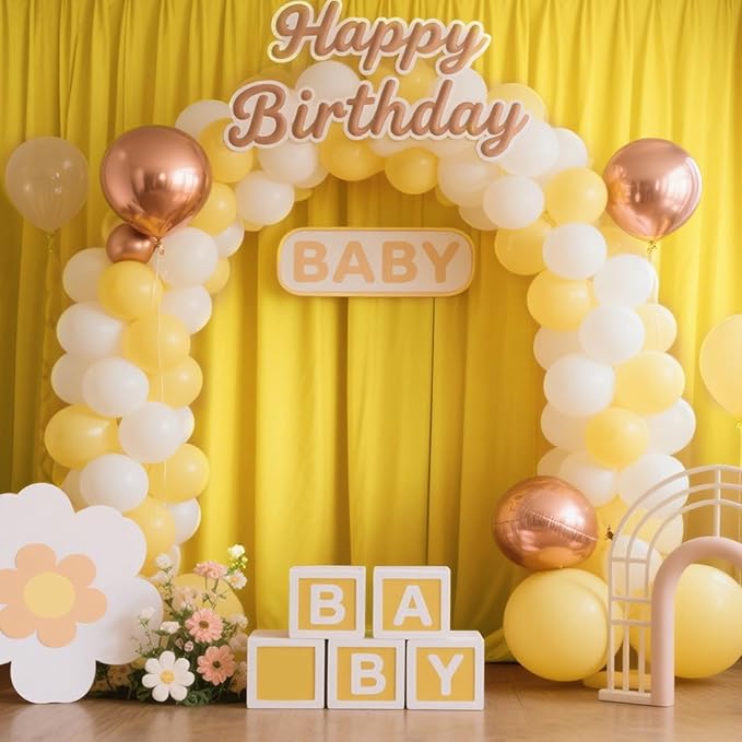 Sugargirl 10x10FT Yellow Backdrop Curtains Polyester Photo Backdrop Drapes - Image 2