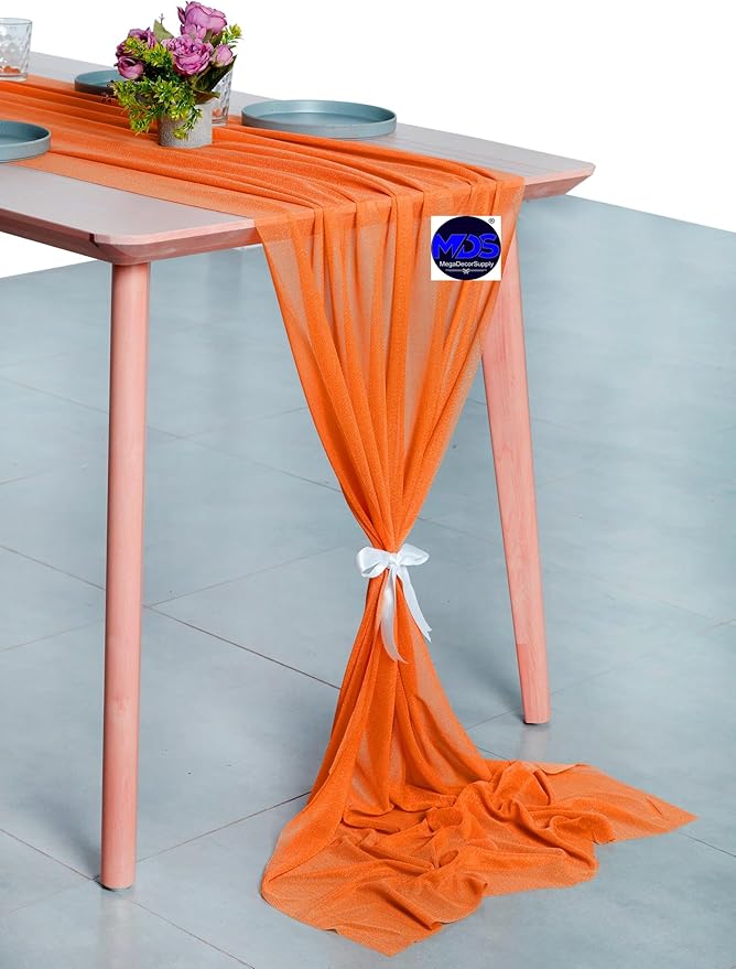 MDS 15 Pack 10ft Chiffon Table Runner 29 x 120 Inches Sheer Wedding Runner - Image 3