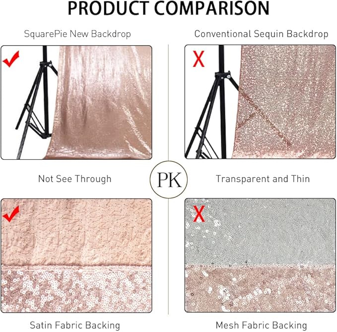 SquarePie Sequin Backdrop Non-Transparent Background Sparkly Curtain - Image 3