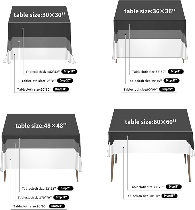 Cupuamon Square Tablecloth 52x52 inch Washable Polyester Fabric Table Cloth - Image 3